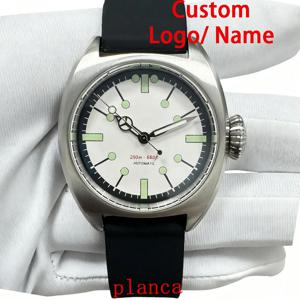 맞춤형 로고 36mm NH35 남성용 기계식 시계 가죽 시계줄 야광 캐주얼 패션 시계