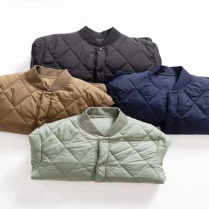 클래식 에버그린 겨울 퀼팅 코튼 재킷 남녀 공용 야구 칼라 커플 스타일 다이아몬드 스티치 따뜻한 코트
