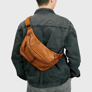 마를튼 오리지널 천연 가죽 싱글 숄더 크로스바디 백 남성용 최상급 소가죽 체스트 백 심플 캐주얼 모터사이클