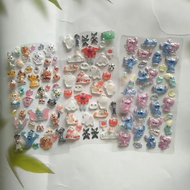 카와이 디즈니 릴로&스티치 크리스탈 스티커 3D 입체 스티커 창의적인 휴대폰 케이스 여행가방 장식 스티커 학생 보상