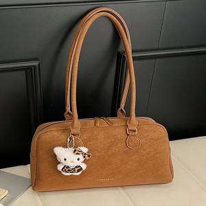 레트로 언더암 볼링백 여성용 출퇴근 가방 대용량 패셔너블 신상 2025 소프트 PU 가죽 싱글 스트랩 지퍼 클로저