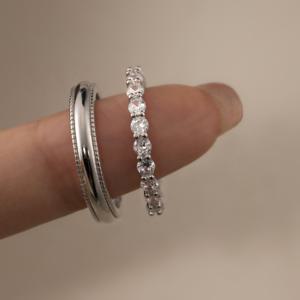 R111 실버 925 심플 레이어드 큐빅 링 은 반지