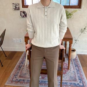 머슬핏카라티 니트티 남자가을니트 머슬핏니트 골지니트 긴팔카라니트 머슬핏긴팔니트 스웨터 오버핏니트