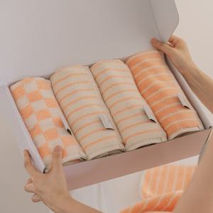 [무케] 디어리얼_살구수건 4P(선물포장) 첨단향균기능원사 저염색공법