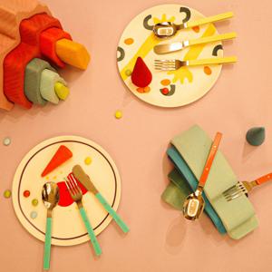 [무케] 메종다르_봉봉 디저트 커트러리 3P 키즈용 (6 colors) 스테인레스 24K 도금 조카선물 선물포장