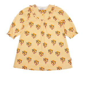 [정상가68000원] [키즈]머스타드 데스크 스트라이프 저지 원피스 잠옷_BU53UO404