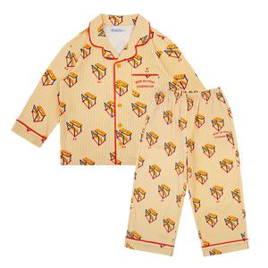 [키즈]머스타드 데스크 스트라이프 저지 파자마 세트_BU53UJ307