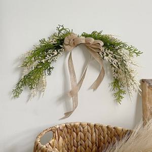 에어컨커버 다용도 벽장식 가랜드 네츄럴 플라워 리본 싸리