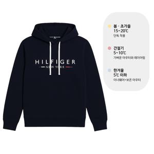 타미힐피거 라운지 그래픽 프렌치테리 남자 후드 티셔츠 후디 네이비 09T4526-411