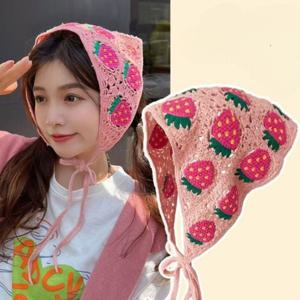 스카프 헤어커치프 반다나 얇은 머리띠 여성 두건 헤어 보넷 프릴 레이스 뜨개반다나