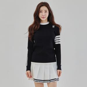 여성골프웨어 세줄 라운드니트 골프티셔츠