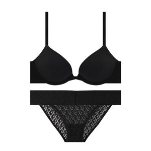 CK 여성 푸쉬업 플런지 브라+팬티 세트 QF7315+QD5283 BLACK