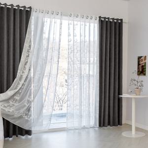 더다크 100% 빛차단 암막+플뢰르쉬어 안방 거실 대형커튼 4장+커튼봉