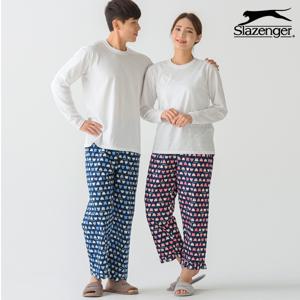 [슬레진저] 남성/여성/커플 잠옷바지 9부 리본곰 파자마 체크 긴