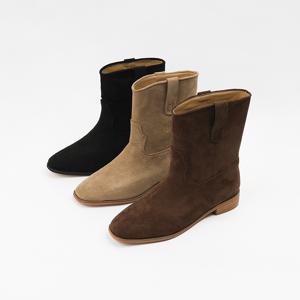 신난다슈 여성 앵클부츠 통넓은 숏 앵글 부츠 스웨이드 발편한 통굽 ST251842