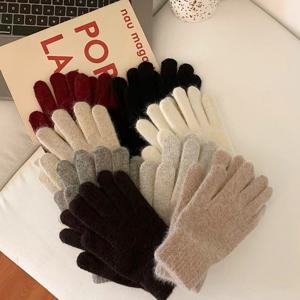 미칼렛 울 장갑 니트 여성 겨울 손가락 기모 니트장갑