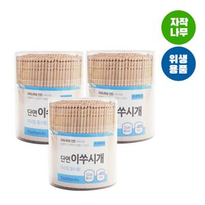 단면이쑤시개  원형 470개입 -3개 원통요지 자작나무 대나무이쑤시개