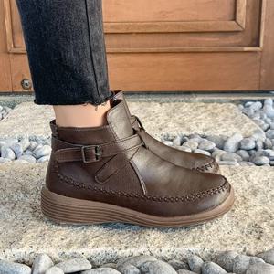 [브리치]  /  빠른배송  소가죽 기모안감 파니 앵클부츠 5cm