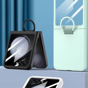 고리 강화유리 갤럭시Z플립5 화이트 색상 호환 케이스 휴대폰커버 핸드폰커버