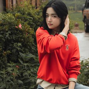 여성 코숏 소프트테리 그래픽 맨투맨 티셔츠 PHF4TR2210