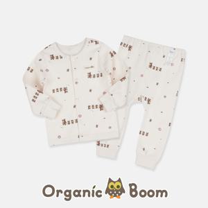 인증받은 진짜 오가닉 국내제조 무형광 베어패밀리 아기 신생아 가을 겨울 양면 내의 _요청시 무료 선물 포장