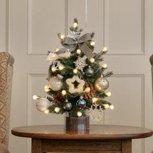 크리스마스 미니트리 전구 오너먼트 풀세트 윈터그레이 45cm