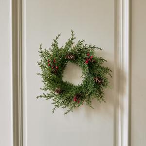 크리스마스 벽트리 중문 현관 인테리어 장식 전구 풀세트 클래식리스 30cm