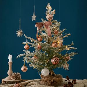 크리스마스 화이트트리 눈꽃트리 전구포함 오너먼트 풀세트 로즈골드 65cm