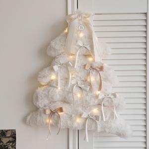 크리스마스 트리 패브릭 벽트리 LED 웜 전구 오너먼트 풀세트 밍크라떼