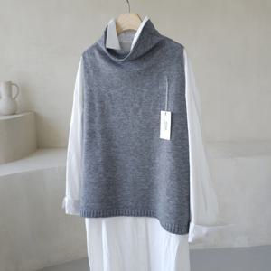 [브리치]  / 울 캐시 터틀넥 폴라 루즈핏 니트 조끼 베스트 4color