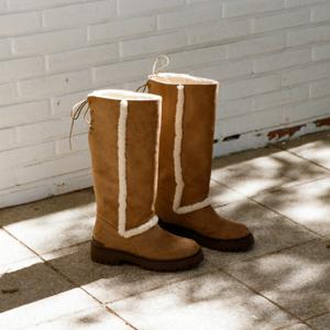 [정상가:174,000원] 2Colors_2Type 핸드메이드 3way 레이스 램 시어링 미들/롱 부츠 I KM278