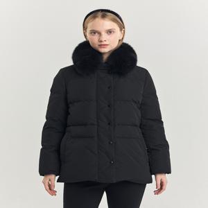 헤지스 여성 [[24FW]] HSJU4D003BK [폭스FUR][구스다운] 블랙 탈착 퍼카라 하프 헤비다운 점퍼