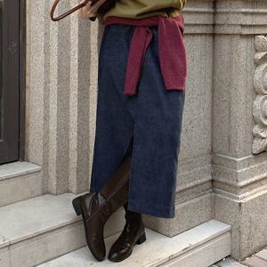 [제작] 데님라이크 코듀로이 뒷밴딩 롱 스커트 84760 빅사이즈 여성의류