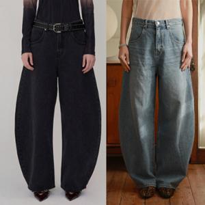 베럴 레그 워시 데님 2컬러 빈티지 블랙/블루