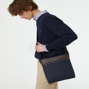 헤지스 액세서리 남성 [[24FW]] WUBA4F915N2 [스테디셀러] 네이비 가죽배색 원단 크로스백