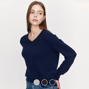 지오다노 여성 가을 V넥 캐시미어/울 혼방 민자 니트 스웨터 355913