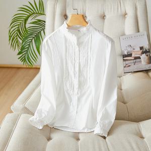 [브리치] 제로투올샵 / 여성 자수 긴팔 흰색 셔츠 화이트 블라우스 화이트