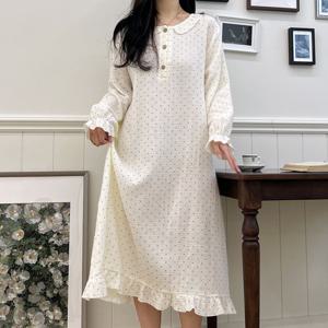 [브리치]  / 큐브치즈 롱 원피스 잠옷 순면 파자마