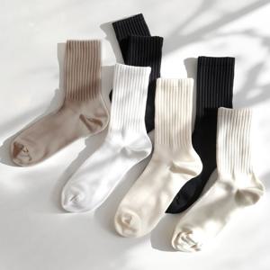 따뜻하고 부드러운 여자 중목 무지 양말 5켤레세트
