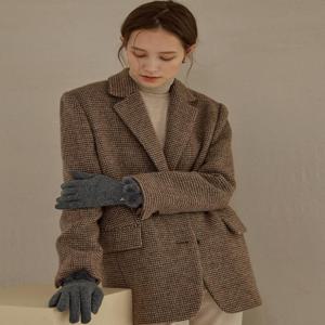 [겨울필수템] HIGV5F006G2_여성 그레이 밍크 퍼 퍼피로고 장식 울 장갑