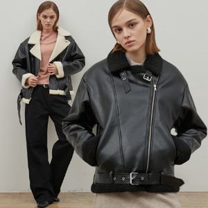 라이더 인조가죽 무스탕