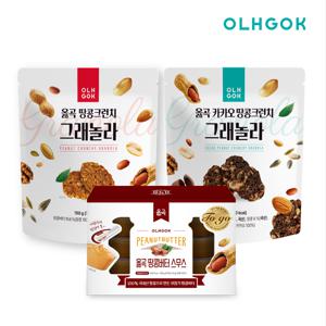 땅콩/카카오 크런치 넙적 그래놀라 150g 2개입(땅콩&카카오)+땅콩버터 미니컵 1box