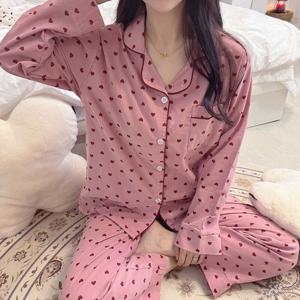 [브리치]  / 벨벳 기모 하트 겨울 파자마 잠옷 홈웨어 빅사이즈OK