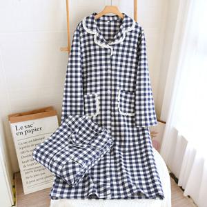 [브리치]  / 누빔 커플 잠옷 원피스 빅사이즈 면 원피스잠옷