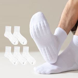 스포츠 발바닥 두꺼운 쿠션 중목 양말 5켤레 세트