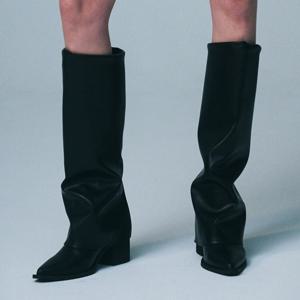 [원진아 착용] 스틸레토 링클 커버 롱부츠 412448007 (7cm/2colors)