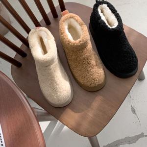 [브리치] 에르디테 / 여성 겨울 양털 퍼 뽀글이 시어링 앵클 숏 부츠 5cm 통굽 키높이 3컬러