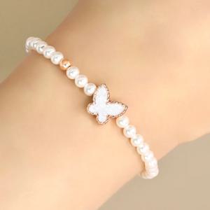 [브리치] 리즈타라 / 14k 로즈 금볼 스왈 크리스탈 엘르 나비 스왈 진주 4mm 팔찌