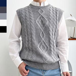 남성 니트 조끼 꽈배기 라운드넥 1P 남자 봄가을옷 남자데일리룩 남자니트조끼 남성니트조끼