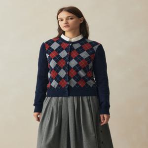 [정상가 199000원][여성] 메리노울 아가일 가디건 (네이비) (BBWCWF4041QEF)